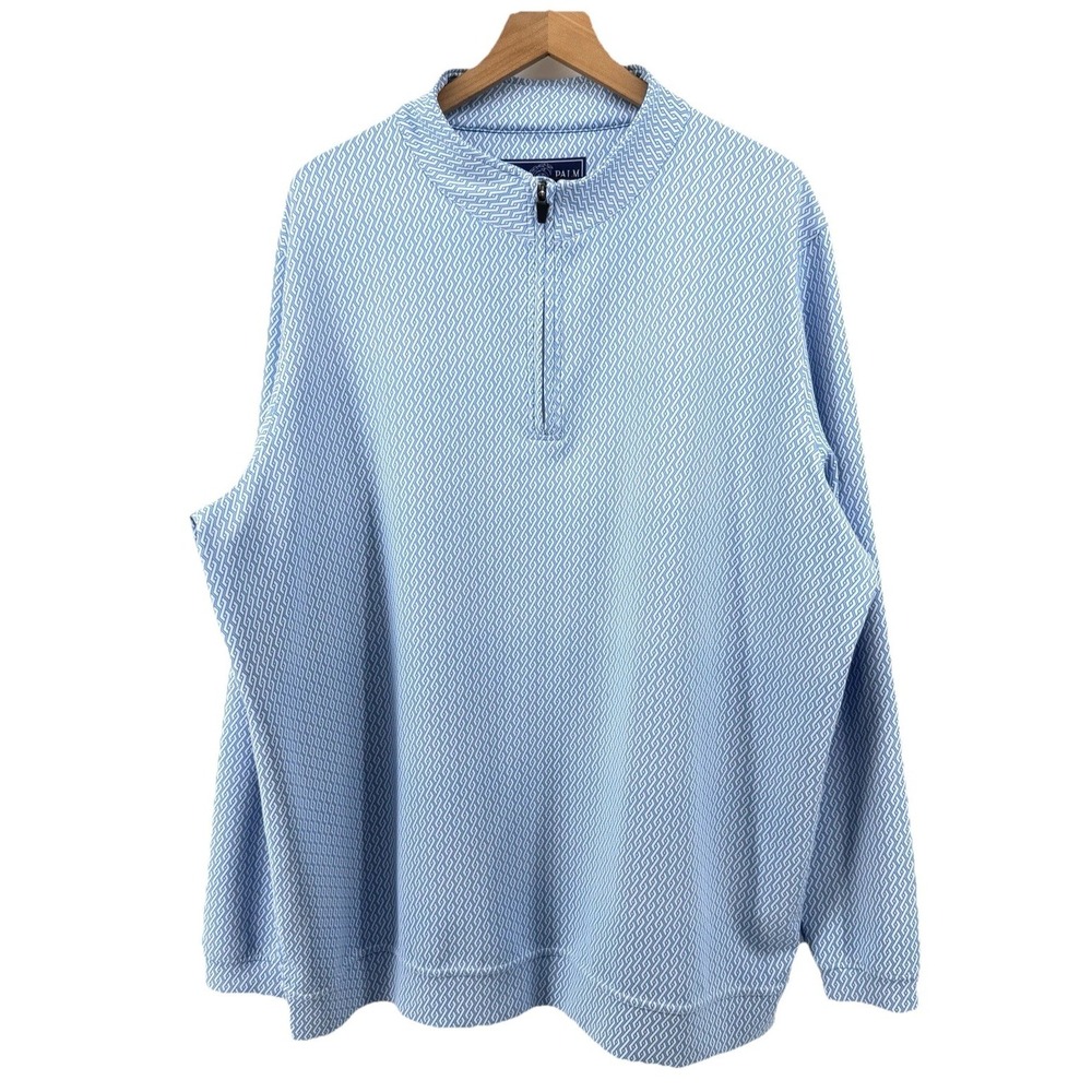 USA Palm Mens XXL 1/4 Zip Golf Pullover Light Blue Geometric Performance - Picture 3 of 12